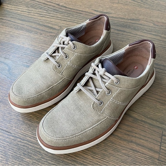 CLARKS UNSTRUCTED UN ADOBE FORM Lace Sand Textile Mens shoes size 9 - Picture 3 of 11